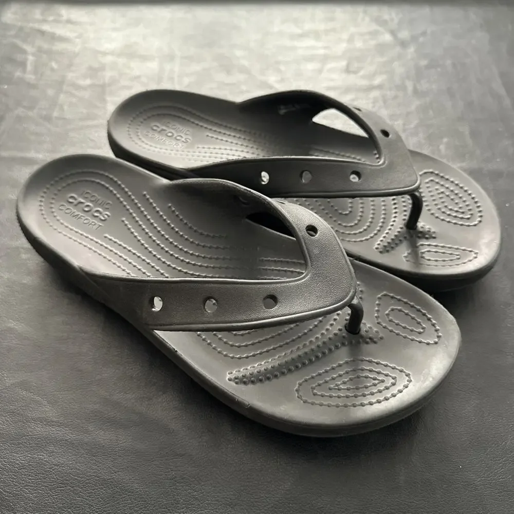 Crocs Modi Sport Flip Flop Sandals Black Men's 9 - Women’s 11 - 975